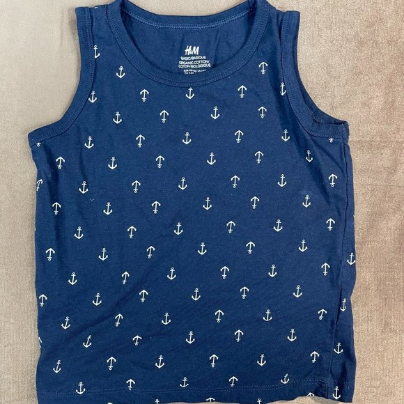H&M Boys Toddler Cotton Navy Blue Anchor Jersey Short Set Size XS (SKU: 6B, 83B) - Picture 2 of 6